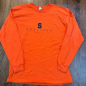 Vintage Syracuse University EmbroideredLong Sleeve Shirt Orange Adult Size Large